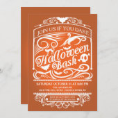 Oranje Spooky Gothic Halloween Uitnodiging (Voorkant / Achterkant)