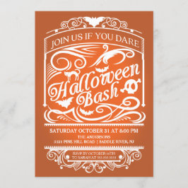 Oranje Spooky Gothic Halloween Uitnodiging