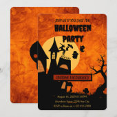 Oranje Spooky Halloween Party Invitation Kaart (Voorkant / Achterkant)
