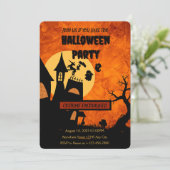 Oranje Spooky Halloween Party Invitation Kaart (Staand voorkant)