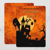 Oranje Spooky Halloween Party Invitation Kaart (Voorkant / Achterkant)