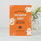 Oranje Spooky Halloween Party Invitation Kaart (Staand voorkant)
