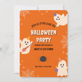 Oranje Spooky Halloween Party Invitation Kaart