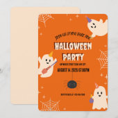 Oranje Spooky Halloween Party Invitation Kaart (Voorkant / Achterkant)