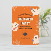 Oranje Spooky Halloween Party Invitation Kaart (Staand voorkant)
