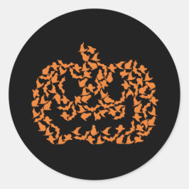 Oranje Spooky Halloween Pompoen jack o lantaarn Ronde Sticker