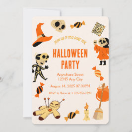Oranje Spooky Kind Halloween Party Invitation Kaart