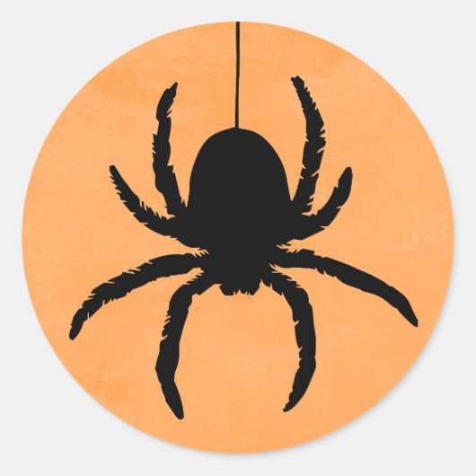 Oranje Spooky Scary Halloween Spider Ronde Sticker (Voorkant)