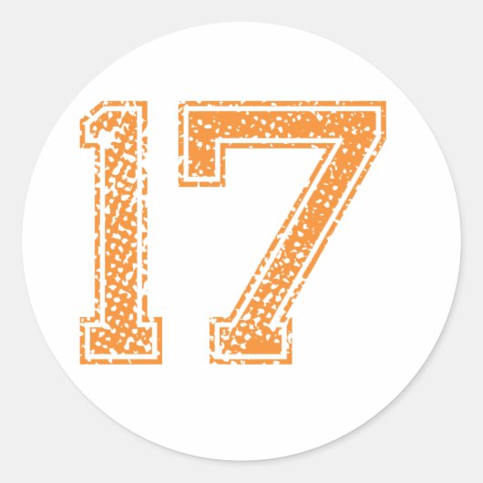 Oranje sport jerzee nummer 17.png ronde sticker (Voorkant)