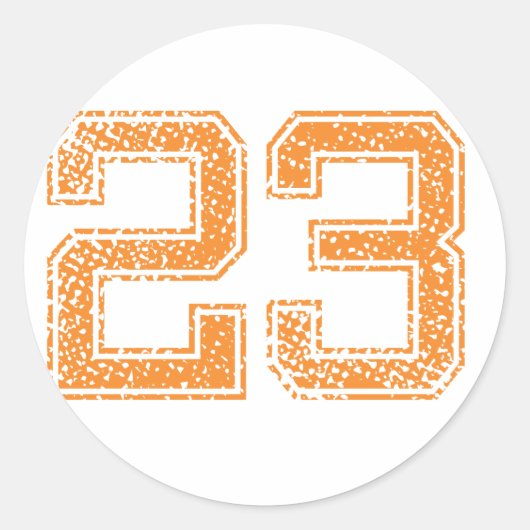 Oranje sport jerzee nummer 23.png ronde sticker (Voorkant)