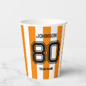 Oranje Sport Team Aangepaste Naam Nummer Team Game Papieren Bekers (Achterkant)