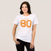 Oranje Sport Team Aangepaste naam, nummer, teamnaa Tri-Blend Shirt (Voorkant volledig)