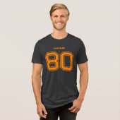 Oranje Sport Team Custom Naam, Nummer, Team Zwart Tri-Blend Shirt (Voorkant volledig)