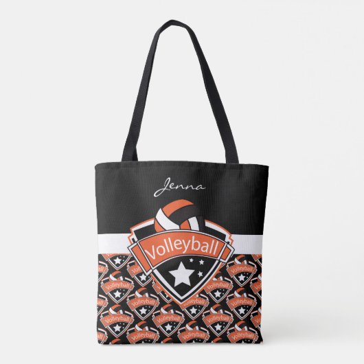 Oranje sport Volleyball | DIY-tekst Tote Bag (Achterkant)
