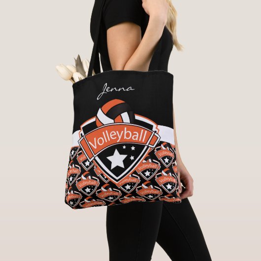 Oranje sport Volleyball | DIY-tekst Tote Bag (Dichtbij)