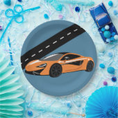 Oranje sportauto papieren bordje (Feest)