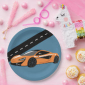 Oranje sportauto papieren bordje (Feest)