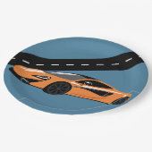 Oranje sportauto papieren bordje (Gekanteld)