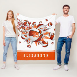 oranje sportkamer Decor meisjes basketballen sterr Fleece Deken