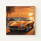 Oranje Sportscar Sunset Tropical Beach Notitieboek (Achterkant)