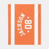 Oranje sportstrui naam en nummer fleece deken (Voorkant)