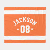 Oranje sportstrui naam en nummer fleece deken (Voorkant (Horizontaal))