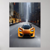 Oranje sportwagen | AI Art Poster (Voorkant)