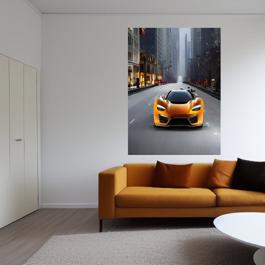 Oranje sportwagen | AI Art Poster