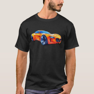 Oranje sportwagen concept potloodschets t-shirt