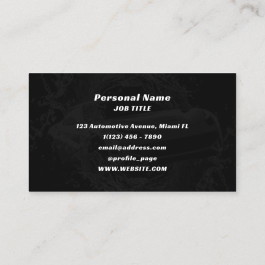 Oranje sportwagen voor waterspatten visitekaartje (Achterkant)