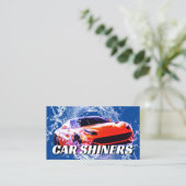 Oranje sportwagen voor waterspatten visitekaartje (Staand voorkant)