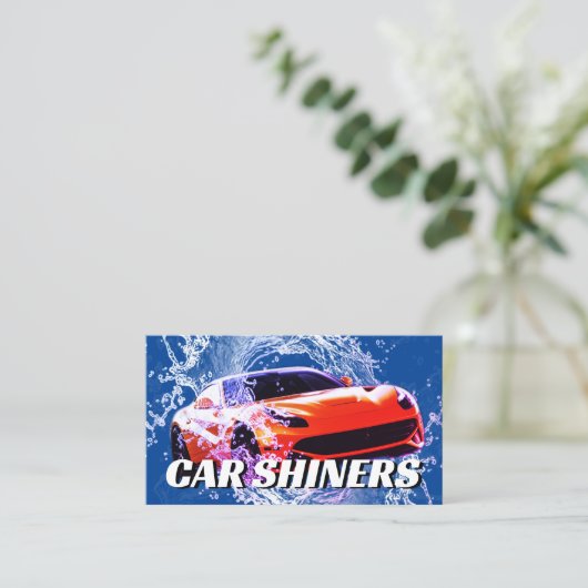 Oranje sportwagen voor waterspatten visitekaartje (Staand voorkant)