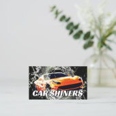 Oranje sportwagen voor waterspatten visitekaartje (Staand voorkant)