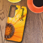 Oranje Spring Flash African Daisy Close-up foto Samsung Galaxy Hoesje<br><div class="desc">Pas eenvoudig het mooie bloemontwerp aan door tekst toe te voegen zoals een naam, offerte of gezegde. Dit hoesje is versierd met deze heldere, natte Spring Flash oranje African Daisy close-up foto die in mijn tuin bloeide op een voorjaar. Personaliseer het sjabloon veld met uw informatie, verwijder tekst of bewerk...</div>