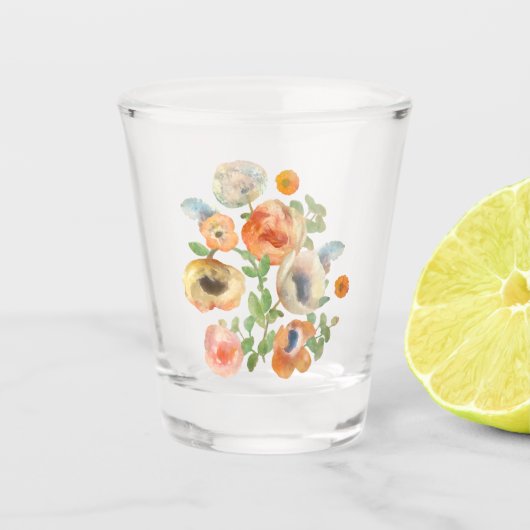 Oranje Spring Flowers Bouquet Shot Glas (Voorkant)