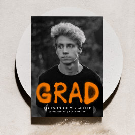 Oranje Spuitverf Typografie Foto Afstuderen Aankondiging