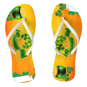 Oranje St. Patricks Day Shamrock Pot o'Gold Flag Teenslippers