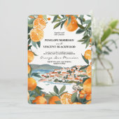 Oranje stad 2 bruiloft uitnodiging (Staand voorkant)