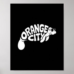 Oranje Stad Manatee Orlando Florida Schattige Vaka Poster