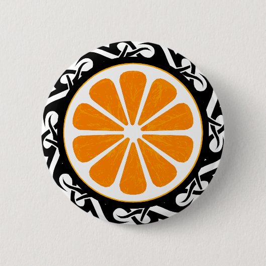Oranje. stam. ronde button 5,7 cm (Voorkant)