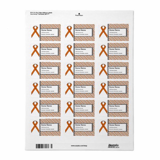 Oranje standaardlint etiket (Full Sheet)