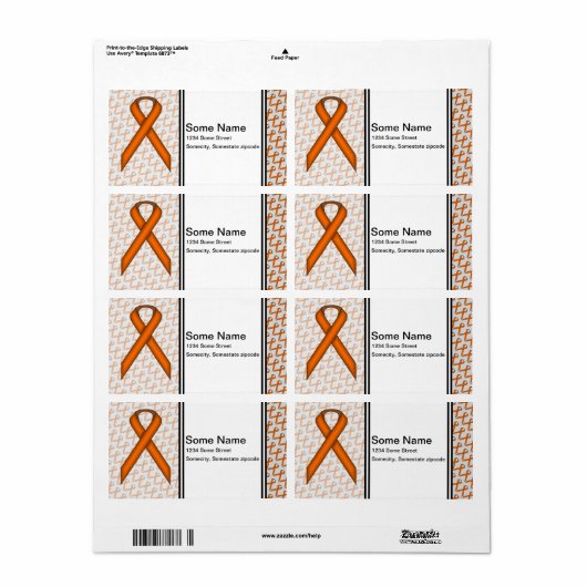 Oranje standaardlint etiket (Full Sheet)