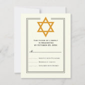 Oranje Star of David Bar Mitswa antwoordkaart RSVP Kaartje (Voorkant)