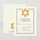 Oranje Star of David Bar Mitswa antwoordkaart RSVP Kaartje (Voorkant / Achterkant)