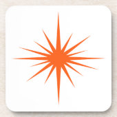 Oranje Starburst atoomtijdperk midden eeuw Bier Onderzetter (Voorkant)