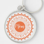 Oranje Starburst Design met mama Sleutelhanger (Voorkant)