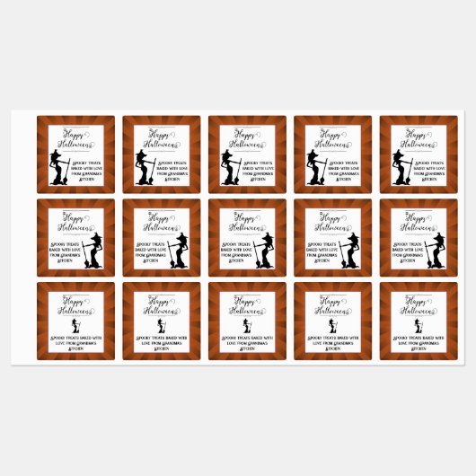 Oranje Starburst Heks Halloween Labels (Vel)