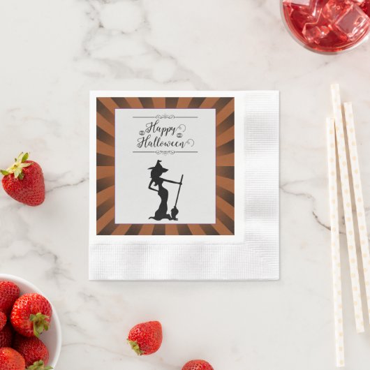 Oranje Starburst Heks Halloween Servet (Insitu)