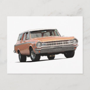 Oranje station Dodge 1964 Wagon Briefkaart
