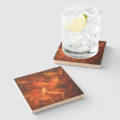 Oranje Statisch Fractal Square Onderzetter (Zijkant)